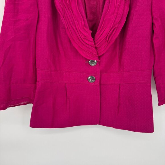 Classiques Entier Blazer Jacket Womens XS Pink Cotton Silk Blend Sheer Sleeves - Picture 3 of 9